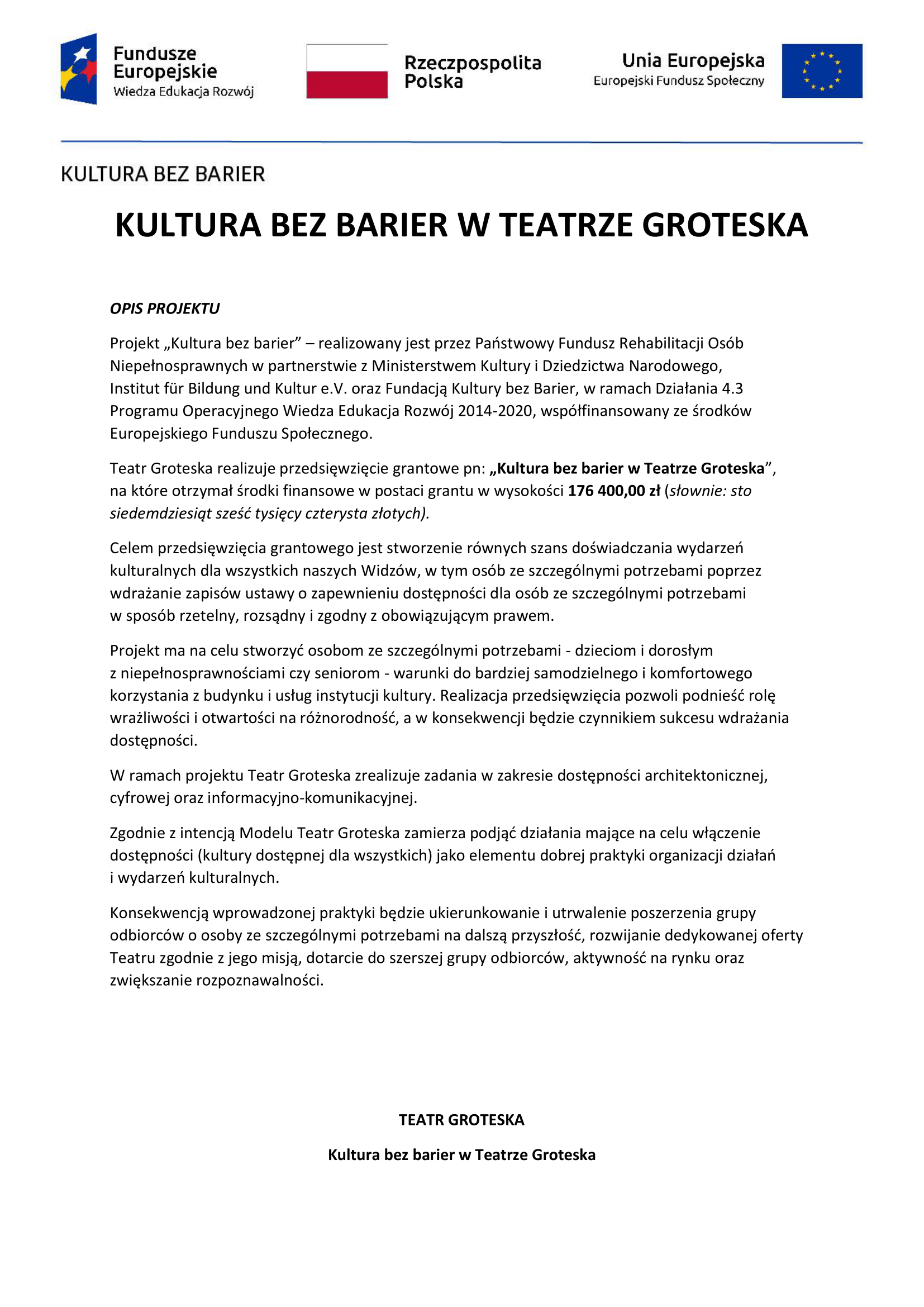 „Kultura bez barier w Teatrze Groteska”